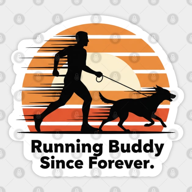 Running Buddy – Dog Runner Retro Design Sticker by Stylecombinator